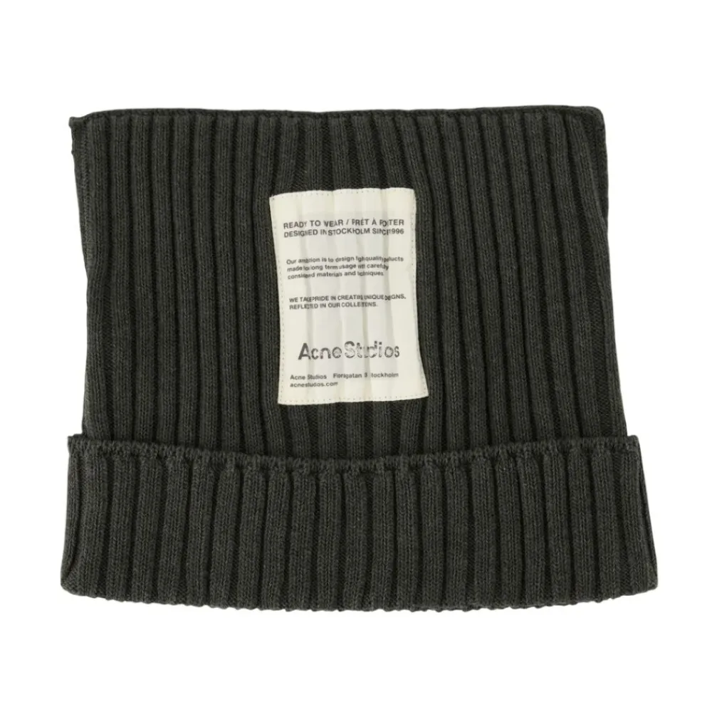 Acne Studios Huer & Kasketter*Ribbed Square Beanie Grøn