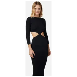 Elisabetta Franchi Kjoler*Ribstrikket Midi Kjole med Udskæring Sort