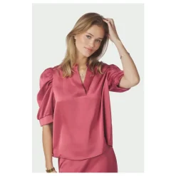 Neo Noir Bluser & Skjorter*Roella Heavy Sateen Blouse Pink