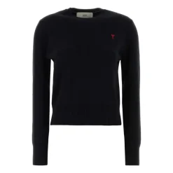 Ami Paris Striktrøjer & Sweatere*Round-neck Knitwear Sort