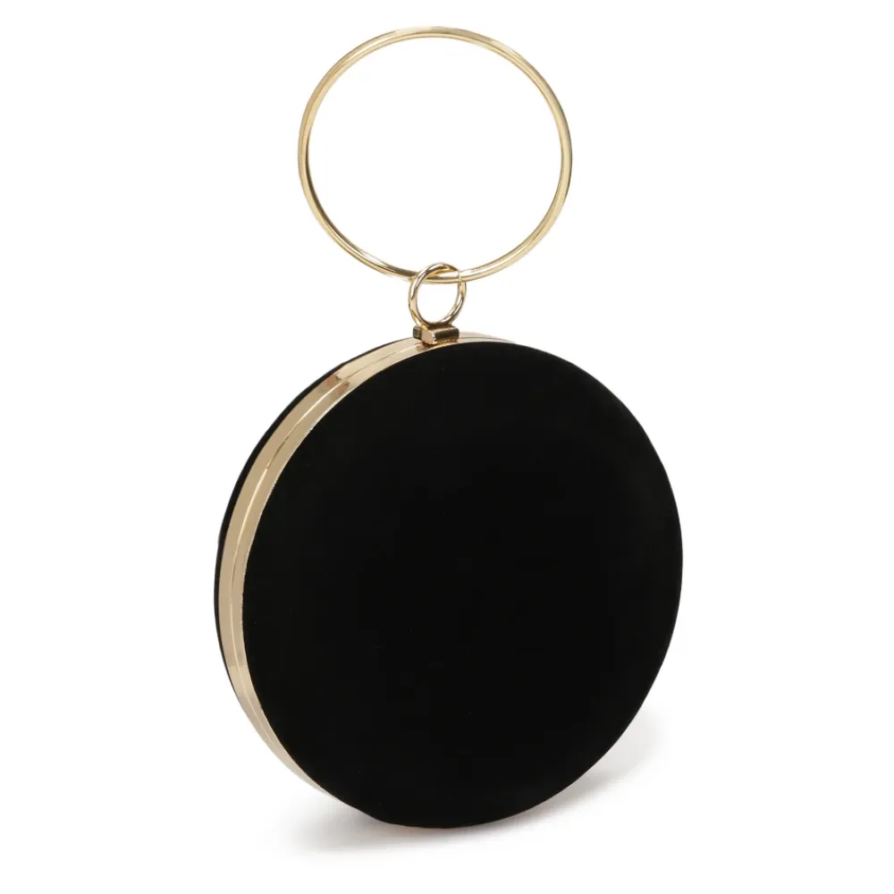 Kazar Clutch*Rund håndtaske med ring til hånd Sort