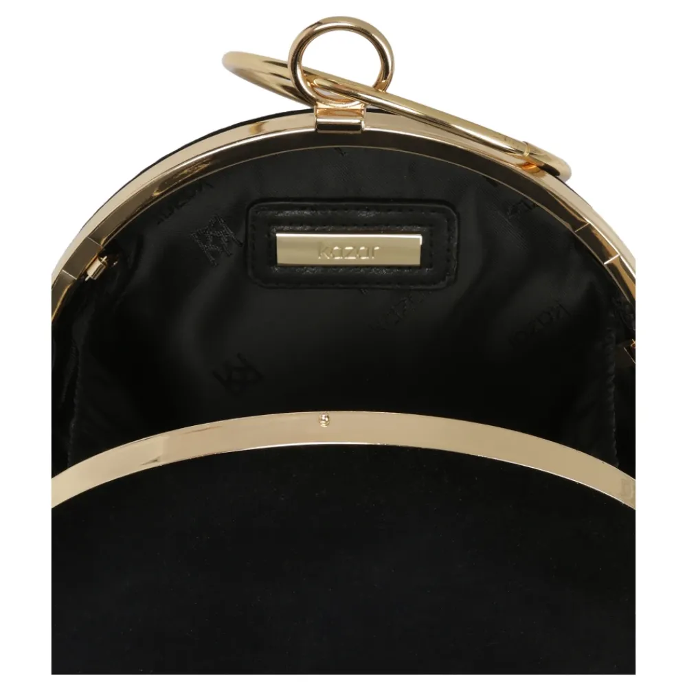 Kazar Clutch*Rund håndtaske med ring til hånd Sort
