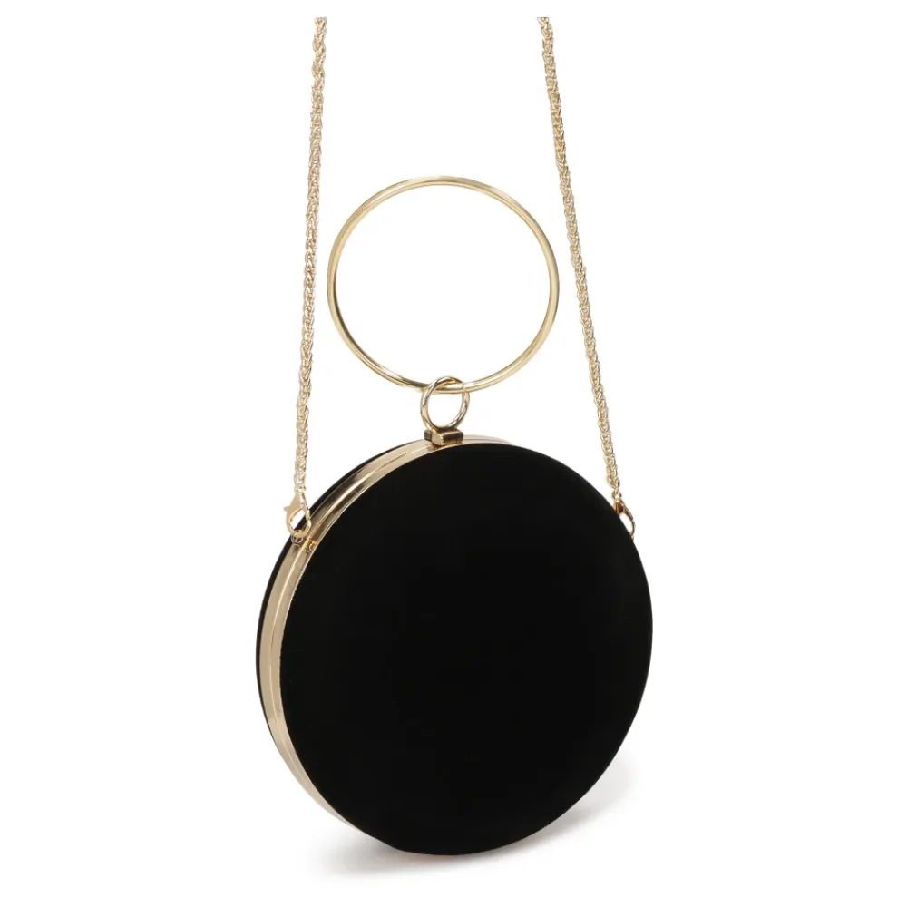 Kazar Clutch*Rund håndtaske med ring til hånd Sort