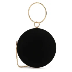 Kazar Clutch*Rund håndtaske med ring til hånd Sort