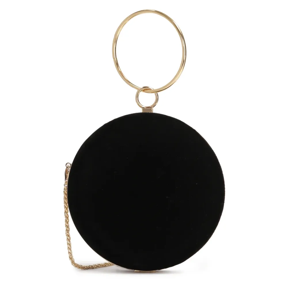 Kazar Clutch*Rund håndtaske med ring til hånd Sort