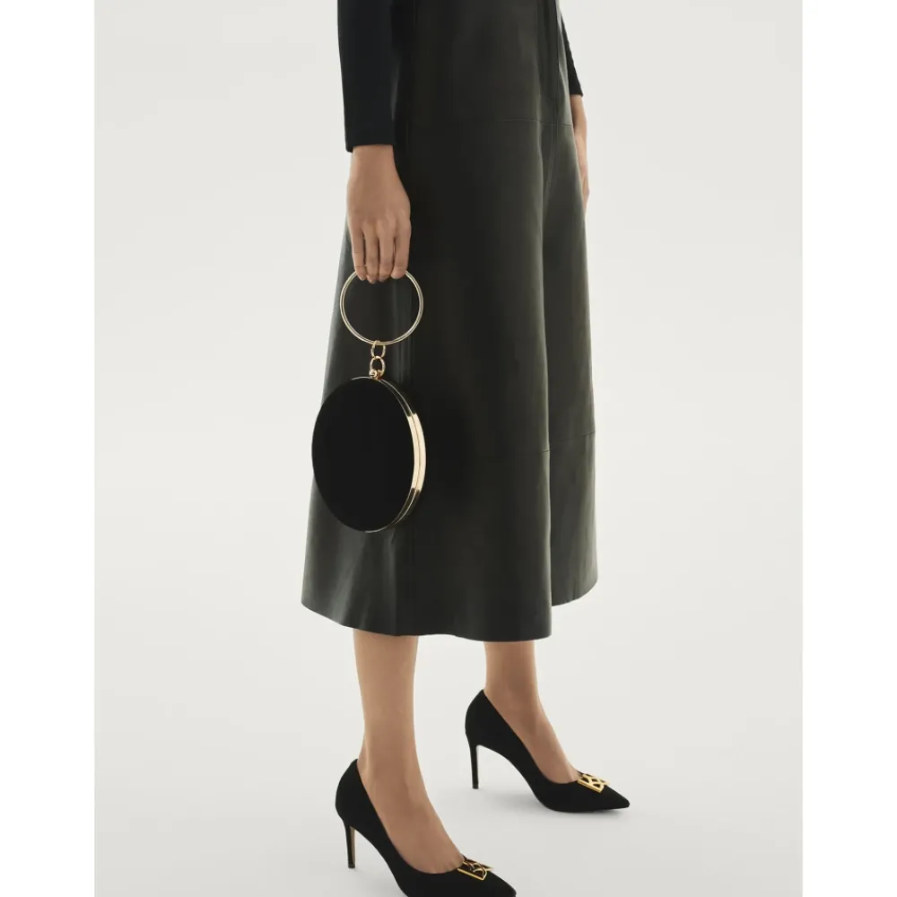 Kazar Clutch*Rund håndtaske med ring til hånd Sort