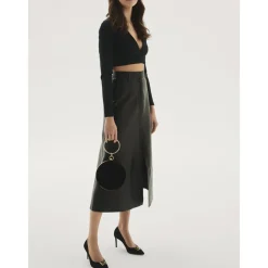 Kazar Clutch*Rund håndtaske med ring til hånd Sort