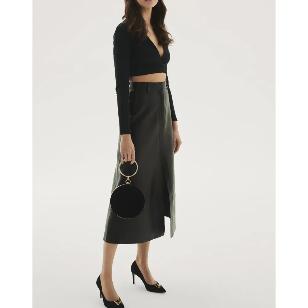 Kazar Clutch*Rund håndtaske med ring til hånd Sort