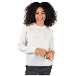 Seventy Striktrøjer & Sweatere*Rundhalset striktrøje med rhinsten diamantdetaljer Beige