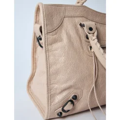 Balenciaga Indkøbstasker*Rynket Læder Håndtaske med Studs Brun