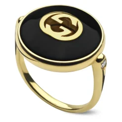 Gucci Smykker*Sammensatte ring i t d, onyx og diamant Gul