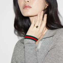 Gucci Smykker*Sammensatte ring i t d, onyx og diamant Gul