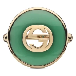 Gucci Smykker*Sammensatte ring i lyserød guld, agat og diamant Grøn
