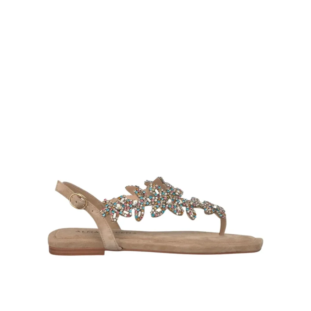 ALMA EN PENA Sandaler*Sandal prydet med strass-blomster Beige