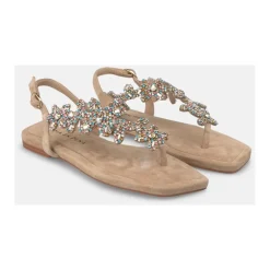 ALMA EN PENA Sandaler*Sandal prydet med strass-blomster Beige