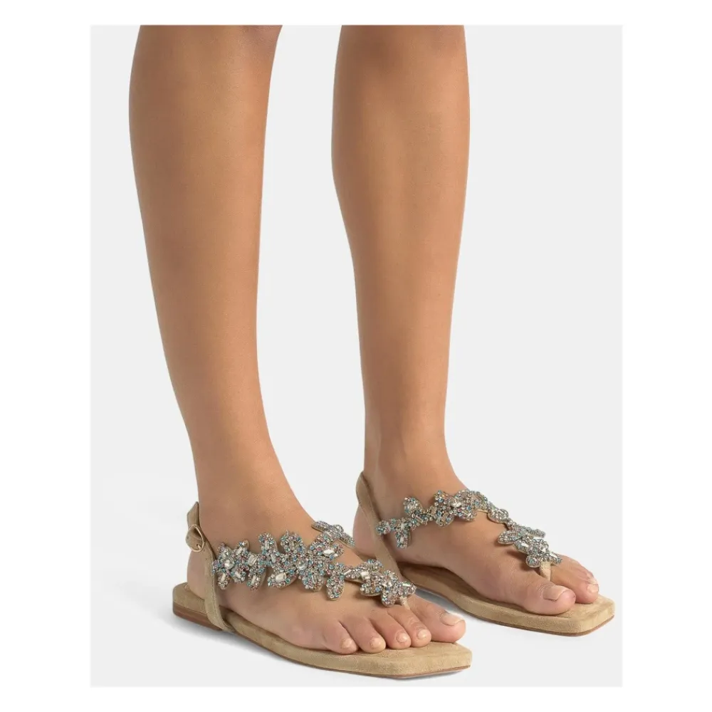 ALMA EN PENA Sandaler*Sandal prydet med strass-blomster Beige