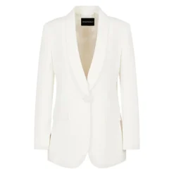 Emporio Armani Jakker*Satin Shawl Krave Knap Jakke Hvid
