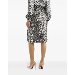 Dolce & Gabbana Nederdele*Sequin Pencil Skirt Grå