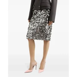 Dolce & Gabbana Nederdele*Sequin Pencil Skirt Grå