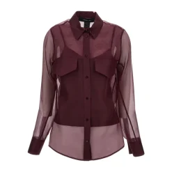 Federica Tosi Bluser & Skjorter*Sheer Silk Organza Bluse Rød