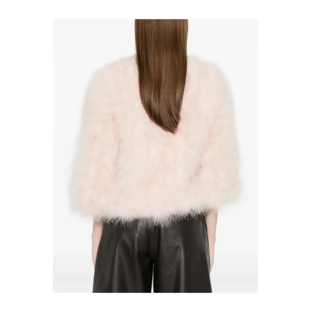 Yves Salomon Jakker*Short Feather Jacket Pink