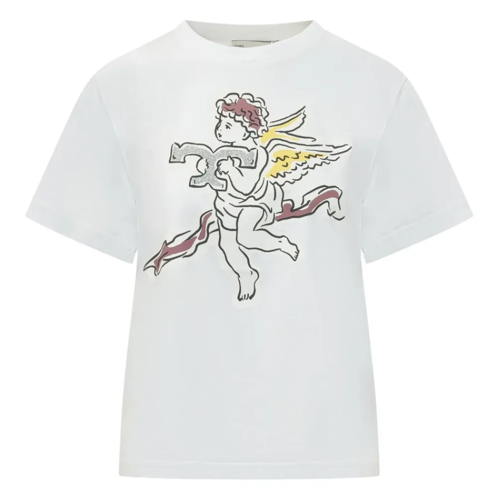 Tory Burch T-Shirts*Short Sleeve Crew Neck T-Shirt Hvid