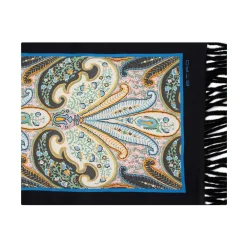 Etro Tørklæder*Silke Paisley Blomster Tørklæde Sort