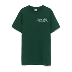 Sporty & Rich T-Shirts*Skovt logo print rund hals t-shirt Grøn