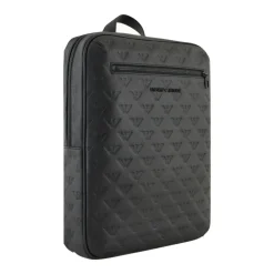 Armani Rygsække*Slank læderrygsæk med ørneprint Sort