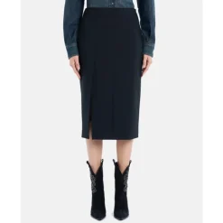 Dondup Nederdele*Slim Fit Stretch Nederdel med Frontslids Sort