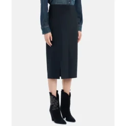 Dondup Nederdele*Slim Fit Stretch Nederdel med Frontslids Sort