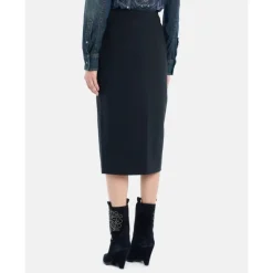 Dondup Nederdele*Slim Fit Stretch Nederdel med Frontslids Sort