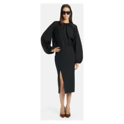 Dondup Nederdele*Slim Fit Stretch Nederdel med Frontslids Sort