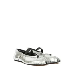 Maison Margiela Ballerina Sko*Sølv Elastisk Strop Tabi Slip-On Sko Grå