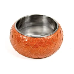 Bottega Veneta Smykker*Sølv Slange Læder Armbånd Orange