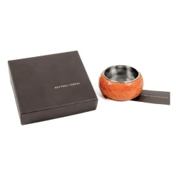Bottega Veneta Smykker*Sølv Slange Læder Armbånd Orange