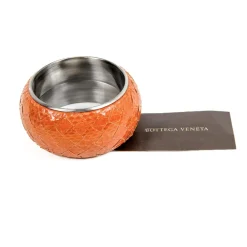 Bottega Veneta Smykker*Sølv Slange Læder Armbånd Orange