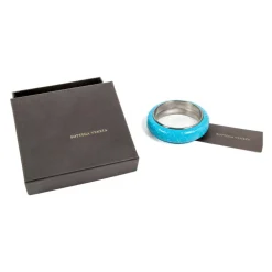 Bottega Veneta Smykker*Sølv Slange Læderarmbånd Blå