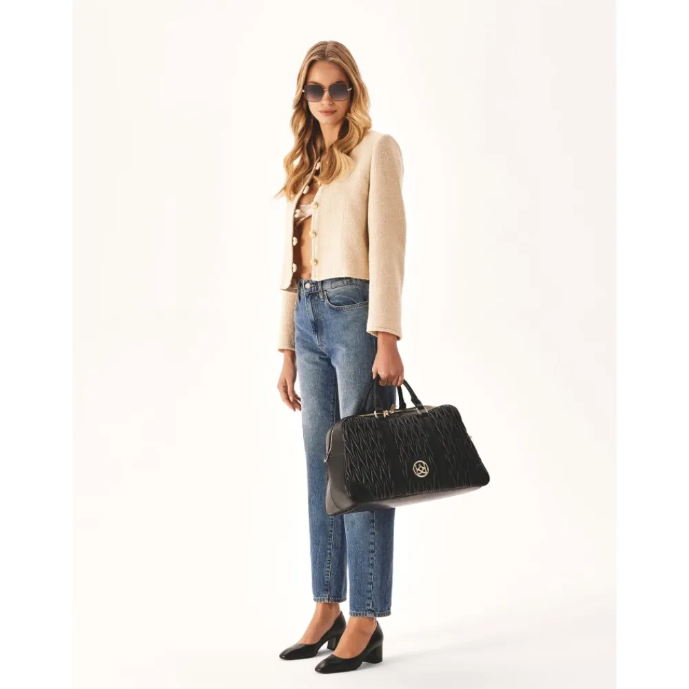 Kazar Rejsetasker*blød quiltet læder rejsetaske Sort