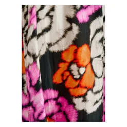 Essentiel Antwerp Kjoler*Sort blomstret lang silkekjole Multifarvet