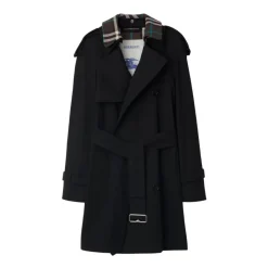 Burberry Frakker*bomuldstrenchcoat med ternet mønster Sort