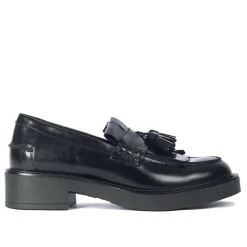 Angulus Loafers*Chunky Penny Loafer med Frynser og Kvastdetalje Sort
