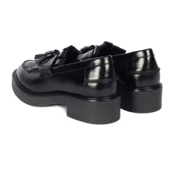 Angulus Loafers*Chunky Penny Loafer med Frynser og Kvastdetalje Sort