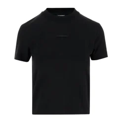 Jacquemus T-Shirts*Crewneck Top med Logo Detalje Sort