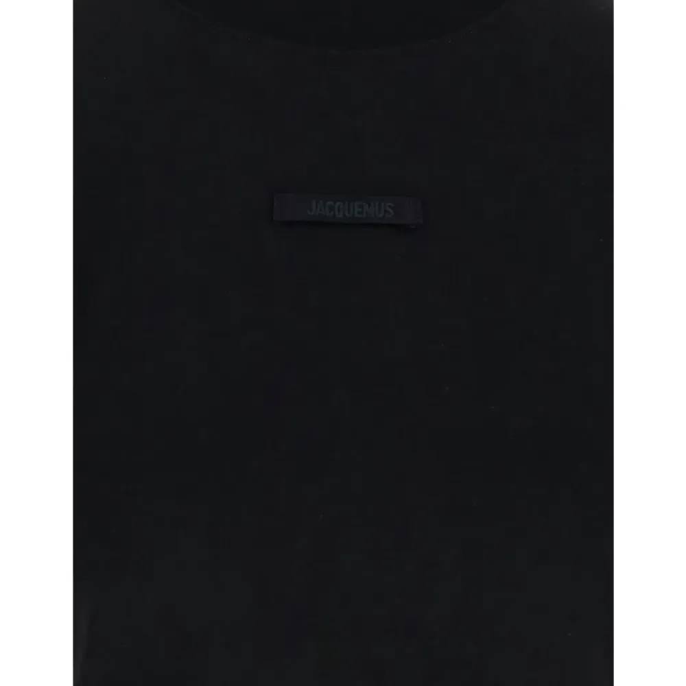 Jacquemus T-Shirts*Crewneck Top med Logo Detalje Sort