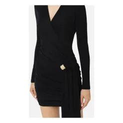 Elisabetta Franchi Kjoler*Cross-Neck Draperet Mini Kjole Sort