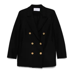 Harris Wharf London Frakker*Dobbeltspændt Uldfrakke Sort