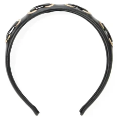 RED Valentino Huer & Kasketter*hårbøjle med guldfarvede nitter og vævede detaljer. Sort