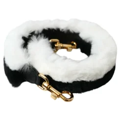 Dolce & Gabbana Tilbehør Til Tasker*Hvid Lapland Pels Skulderrem Sort