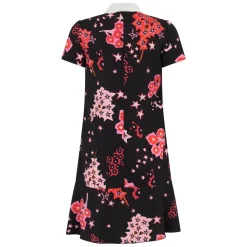 RED Valentino Kjoler*kjole med blomstermønster og skjortekrave. Sort